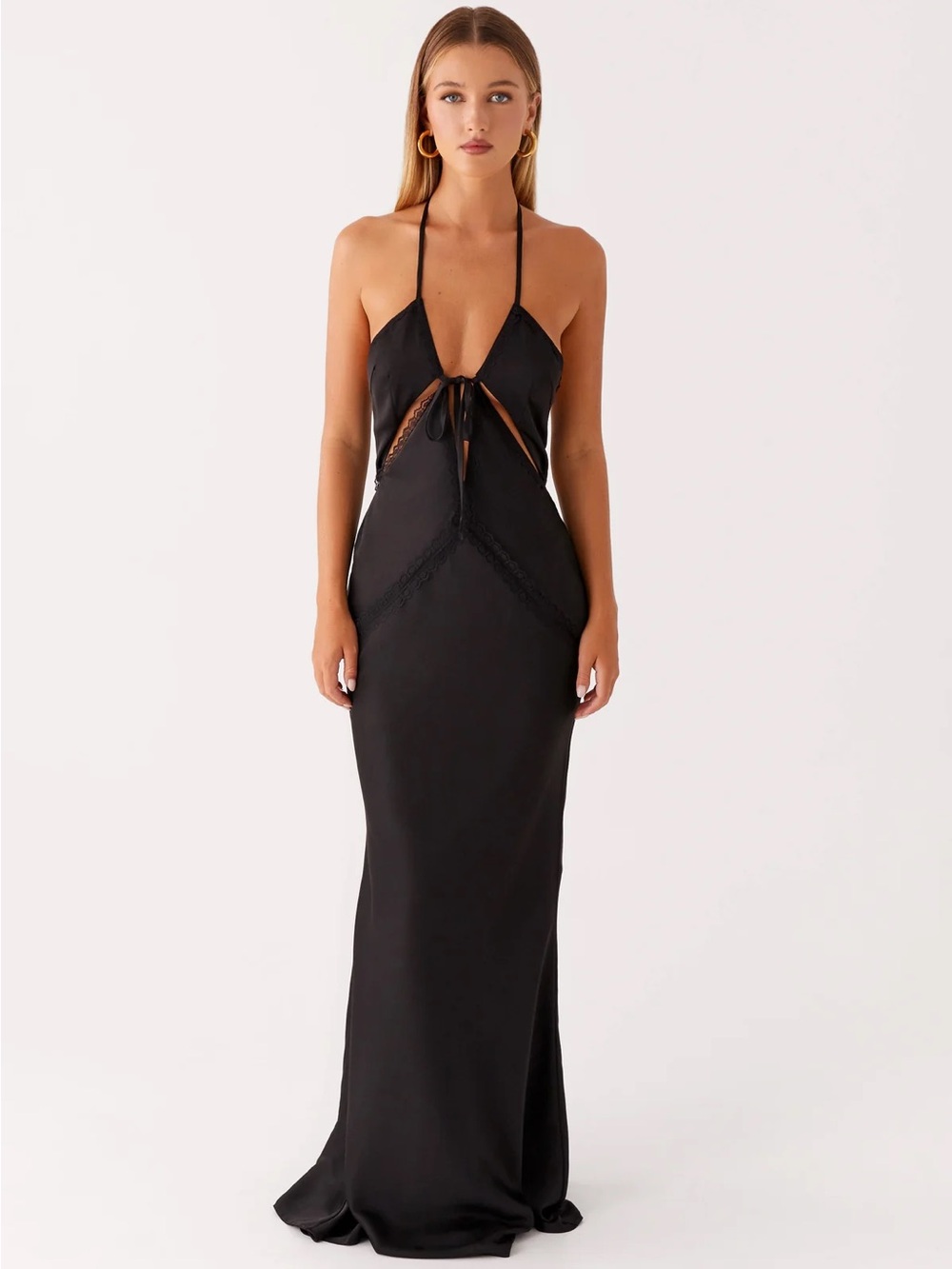 Peppermayo Black Backless Strappy Maxi Dress